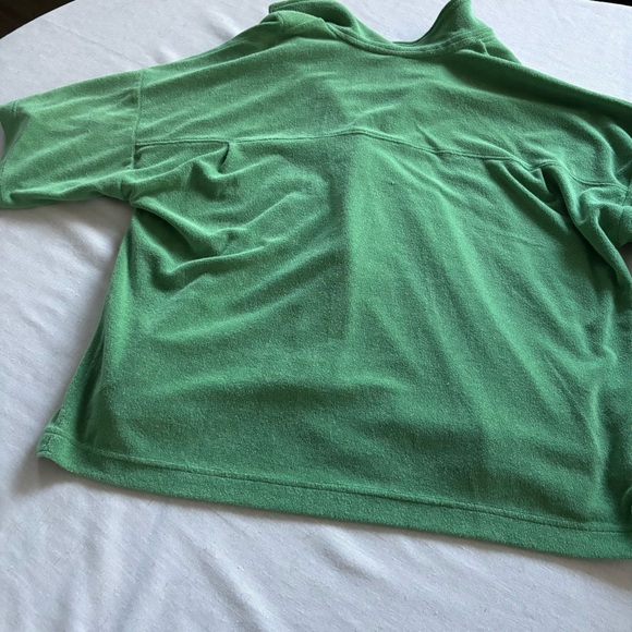 Anthropologie Green Terry Button Front Top L | Relaxed Soft Casual - Picture 5 of 8